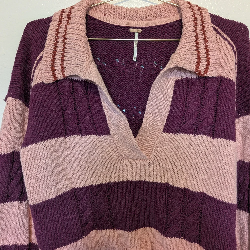 Free People V-Neck Sweater in Purple and Pink - Picture 4 of 6